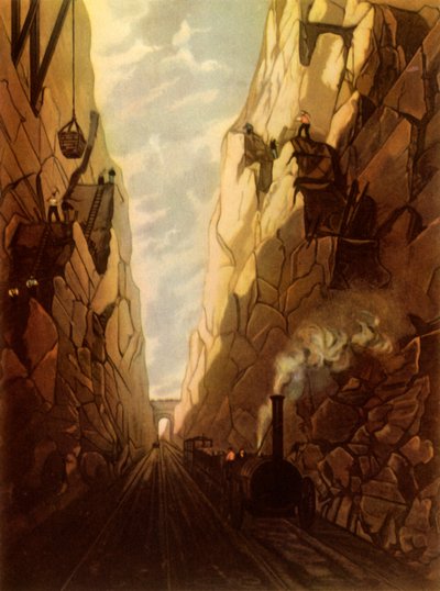 利物浦和曼彻斯特铁路上的橄榄山切口》，1831年，1945年。   作者 托马斯·塔尔伯特·伯里