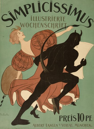 Simplicissimus Illustrierte Wochenschrift》封面，1896 年出版（彩色印刷版） 作者 托马斯·西奥多·海涅