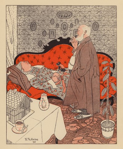 退休夫妇（彩色印刷） 作者 托马斯·西奥多·海涅