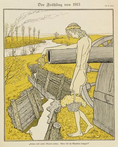 1915 年春天，来自德国杂志“Simplicissimus”的插图，c.1915（平版印刷） 作者 托马斯·西奥多·海涅