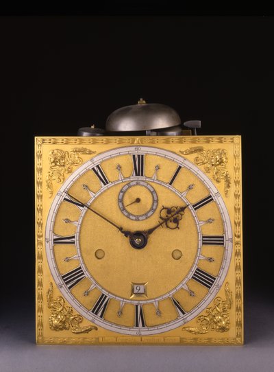 查尔斯二世（Charles II Roman）醒目的月形长时钟的细节，1675年 作者 托马斯·汤皮翁