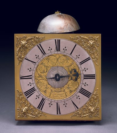 查尔斯二世30小时大壳钟的方形表盘，约1680年（混合媒体） 作者 托马斯·汤皮翁