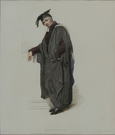 法学学士，由J. Agar雕刻，出版于R. Ackermann的“牛津历史”，1813年（手工雕刻） 作者 托马斯·尤文斯