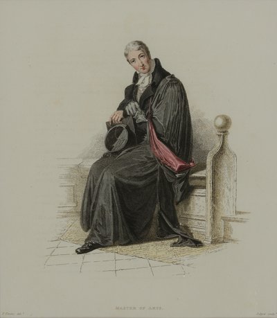 J. Agar雕刻的艺术硕士，1814年出版于R.Ackermann的“牛津历史”（手工彩色蚀刻） 作者 托马斯·尤文斯