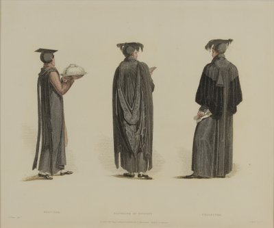 服务员，神学学士，收藏家，由J. Agar雕刻，出版于R. Ackermann的“牛津历史”，1814年（手工彩色雕刻） 作者 托马斯·尤文斯
