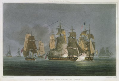 1811年5月20日在马达加斯加附近重新开始的行动，由J. Bailey为J. Ralfe撰写的“英国海军年表”，1820年出版 作者 Thomas Whitcombe