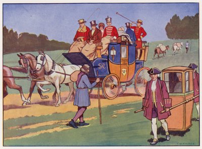 四轮马车、轿子和驮马（彩色石版画） 作者 托马斯·威廉·霍姆斯
