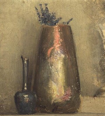 架子上的两个花瓶静物画 作者 托马斯·威廉·罗伯茨