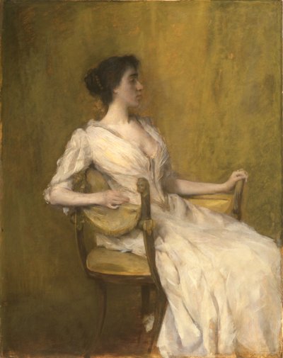 白衣女子，约 1901 年（木板油画） 作者 托马斯·威尔默·杜温