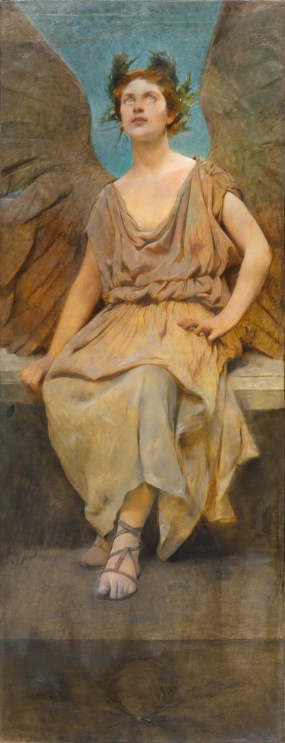 带翅膀的寓言人物，约1888年（布面油画） 作者 托马斯·威尔默·杜温