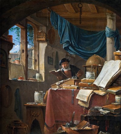 研究中的学者（布面油画） 作者 Thomas Wyck