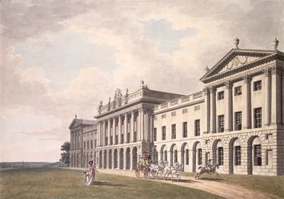 在萨福克郡的Heveningham Hall，18世纪杰拉德·瓦内克爵士的座位（笔和墨水在纸上） 作者 托马斯·范德·威尔特
