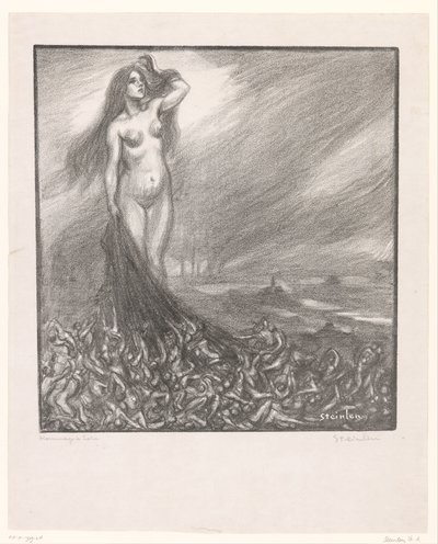 向左拉致敬
向左拉致敬（物品上的标题） 作者 Théophile Alexandre Steinlen（艺术家签名）