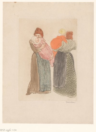 两个母亲带着孩子
Les deux mères 作者 Théophile Alexandre Steinlen（艺术家签名）