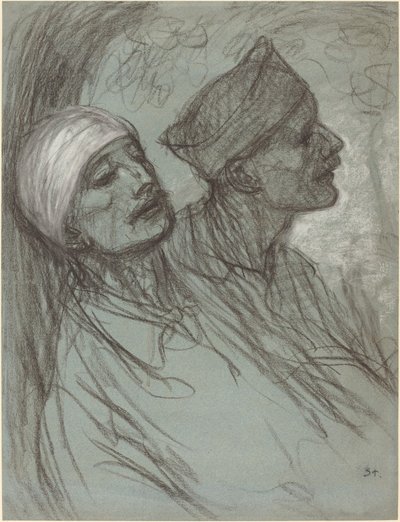 一个受伤的士兵和他的战友，1916年。 作者 西奥菲勒·亚历山大·斯坦伦