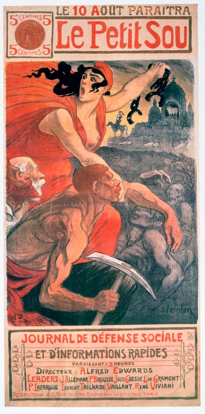 勒皮蒂·索（Le Petit Sou），社会主义杂志，泰菲尔·斯坦因（ThéophileSteinlen），1900年 作者 西奥菲勒·亚历山大·斯坦伦