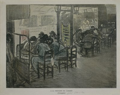咖啡馆露台上的巴黎，作者：Theophile Alexandre Steinlen，素描 作者 西奥菲勒·亚历山大·斯坦伦