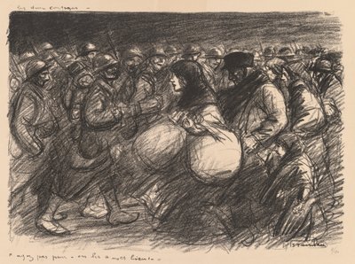 战争速写：两次游行（Sketches de guerre: Les deux cortèges - "Ayez pas peur - on les a - et bien!") 作者 西奥菲勒·亚历山大·斯坦伦
