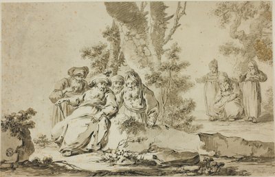 风景中的东方服饰人物 作者 提比略·多米尼库斯·沃彻（Tiberius Dominikus Wocher）