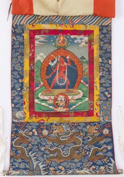 Dakini，19世纪的绘画，19和18世纪的纺织品边界 作者 藏族学校