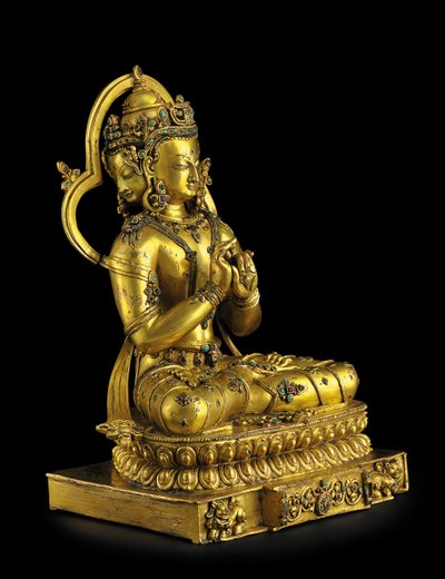 Vairochana雕像，登萨蒂尔（镀金青铜）（另请参见876882-4） 作者 藏族学校