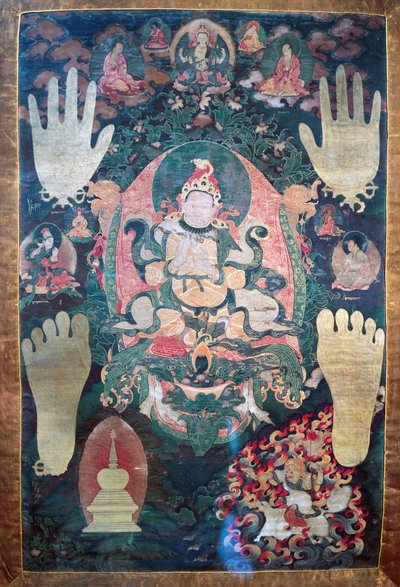 格聂格日布桑波，传说中的西藏第一位国王，观世音菩萨的转世，西藏的时代和精神领袖之一，布面油画，西藏文明 作者 藏族学校