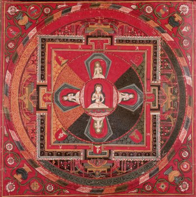 金刚萨迦曼陀罗的唐卡（纺织品上的水粉） 作者 藏族学校