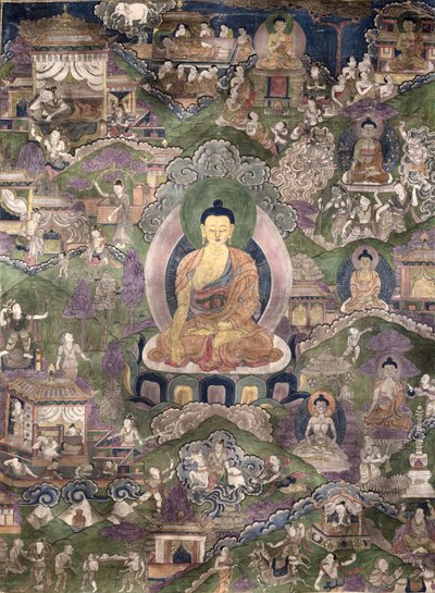 佛陀唐卡（画布上的水粉） 作者 藏族学校