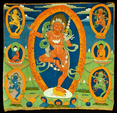 Thangka绘画描绘了Dakini Vajravarahi（Do rje pag mo）西藏，19世纪（印花布上的瘟疫） 作者 藏族学校