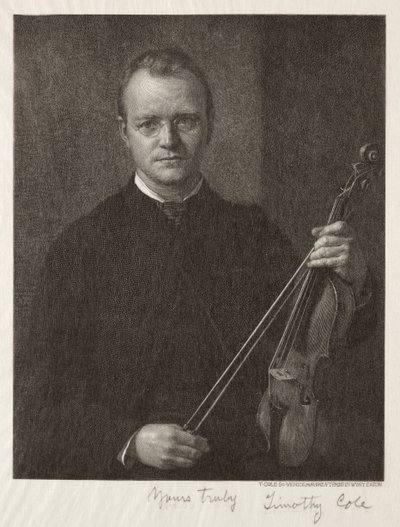 古老的意大利大师：蒂莫西·科尔男子与小提琴的肖像，1892年。 作者 Timothy Cole