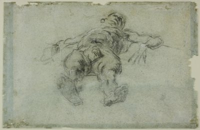 卧姿男性裸体，前缩 作者 Tintoretto