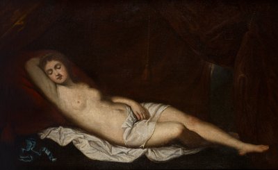 沉睡的维纳斯，c.1510-76（布面油画） 作者 提香（大约1488年1576年）（之后）