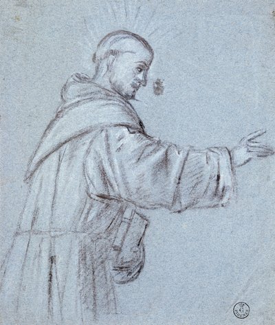 提香（约1490-1576）的《和尚》，绘画 作者 提香（c.1488-1576）