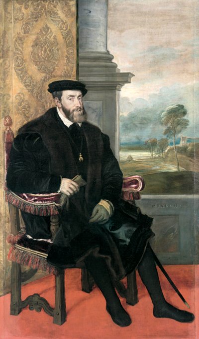 查理五世皇帝坐像 作者 提香（c.1488-1576）