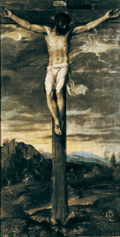 "被钉十字架的基督十字架上刻有 "INRI "字样 作者 提香（c.1488-1576）