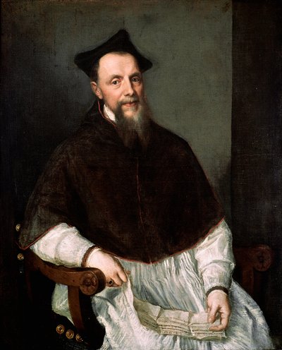 Portrait of the prelate Ludovico Beccadelli (he participated in the Council of Trent) Painting by Tiziano Vecellio called the Titian (ca. 1490-1576) 作者 提香（c.1488-1576）
