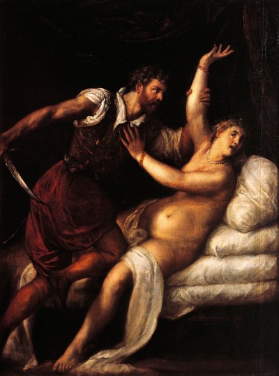 塔尔奎尼乌斯和露迪雅》，提香（约 1490-1576 年）作品，油画，84x68 厘米 作者 提香（c.1488-1576）
