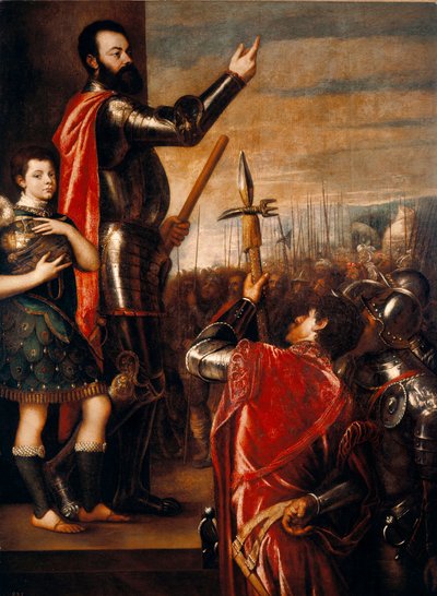 阿方索-德-阿瓦洛斯（1502-1546）的讲话，condottiero（condottiere）意大利绘画蒂齐亚诺-维切利奥说提香（1490年约-1576年）1540-1541年昏暗。223x165厘米 马德里，普拉多博物馆 作者 Tiziano Vecelli