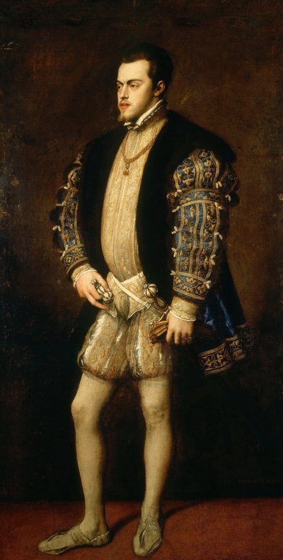 腓力二世1527-1598年的肖像，西班牙和葡萄牙的国王。 作者 提香