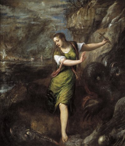 圣玛格丽特，C。 1565 作者 蒂齐亚诺·韦切利（Tiziano Vecelli）