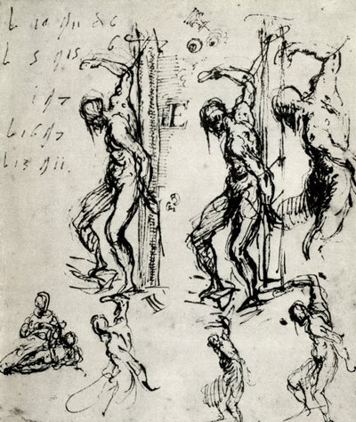布雷西亚圣塞巴斯蒂安（St Sebastian）素描，c1518年，1937年 作者 蒂齐亚诺·韦切利（Tiziano Vecelli）