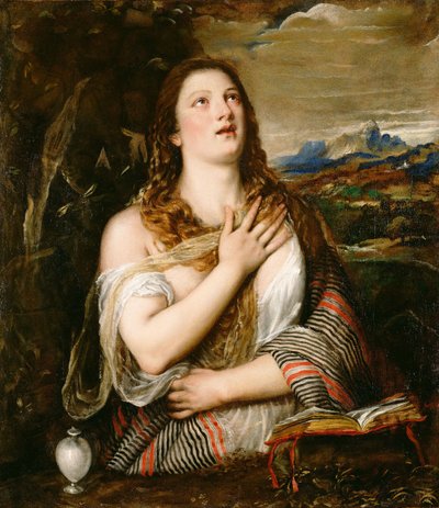 悔改的抹大拉的马利亚c。 1560 作者 蒂齐亚诺·韦切利（Tiziano Vecelli）
