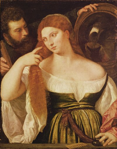 女人梳理她的头发 作者 Tiziano Vecelli