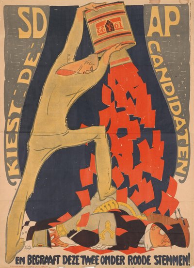 选举 SDAP 候选人，并将这两位埋葬在红票之下（标题见实物） 作者 Steendrukkerij De Jong and Co