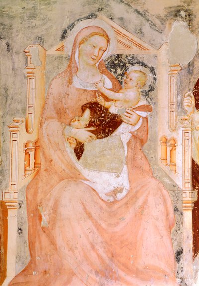 圣母与儿童，托马索-达-摩德纳（1326-1379），壁画，圣弗朗西斯科教堂，特雷维索 作者 Tomaso da（15 世纪后期）摩德纳