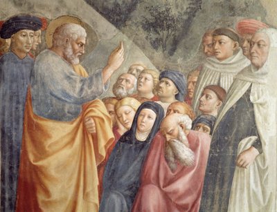 圣彼得讲道在耶路撒冷详细63197 c.1427壁画 作者 Tommaso Masolino da Panicale