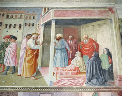 Tabitha的复活，c.1425-28 57195的壁画细节 作者 Tommaso Masolino da Panicale
