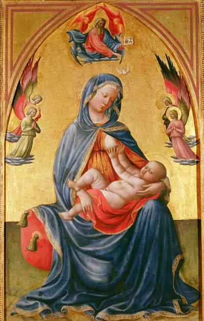圣母与圣父，天使，圣灵和天使 作者 Tommaso Masolino da Panicale