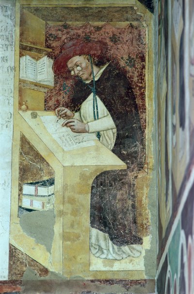 休格斯·德·普罗旺斯（hugues de Provence）在他的办公桌上，从“章房”中的“多米尼加共和国四十位杰出的成员”循环中 作者 汤玛索达摩德纳