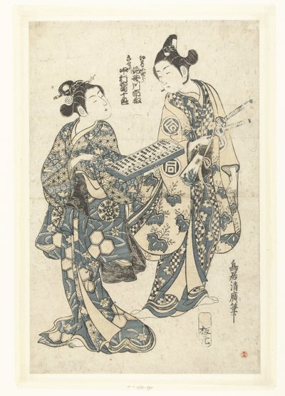 两名演员与算盘 作者 Urokogataya（Magobei；Rikakudo）